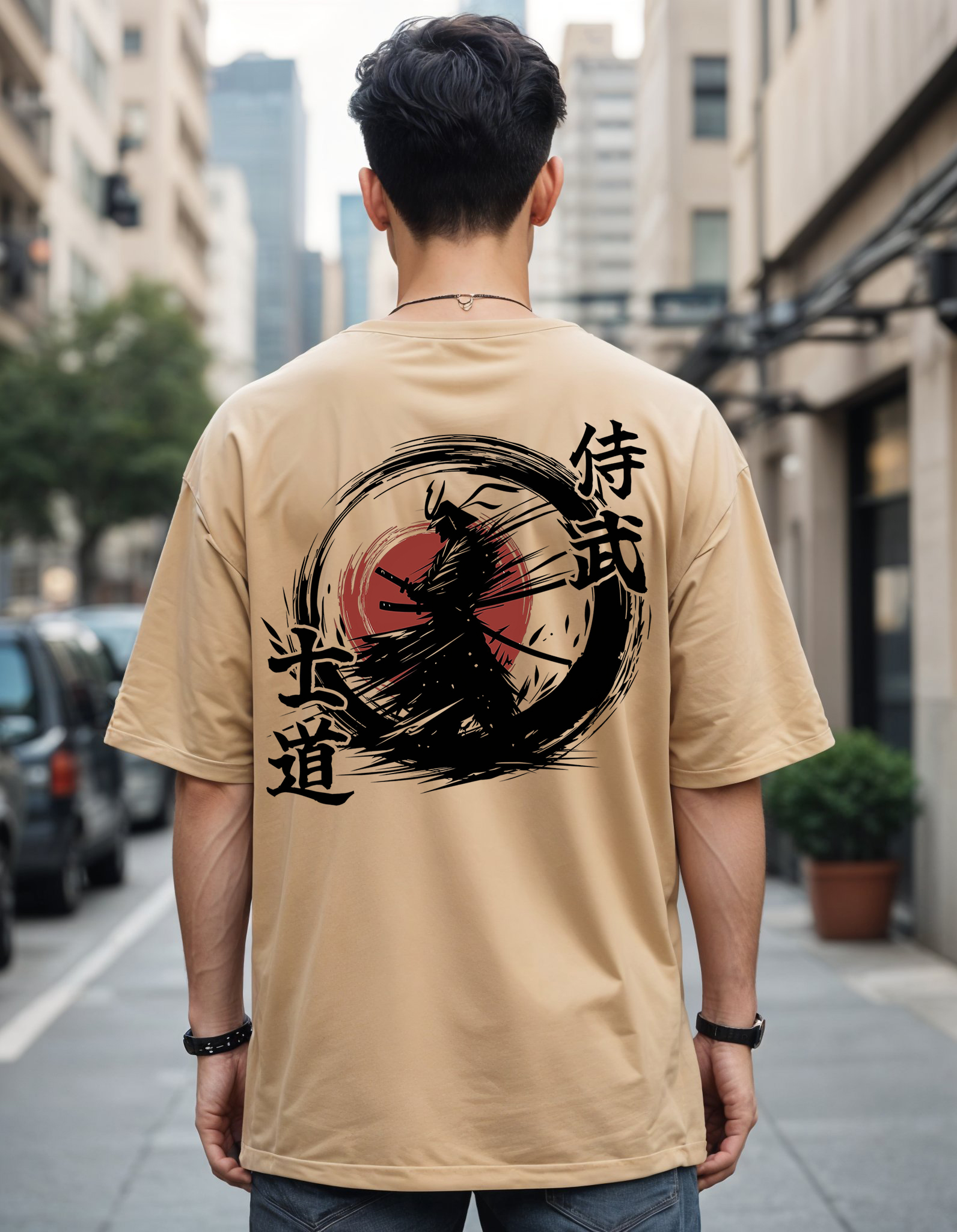 Smartees | Beige Oversized Fit Graphic Cotton Tshirt | Delivered in 60 Minutes - Image 1